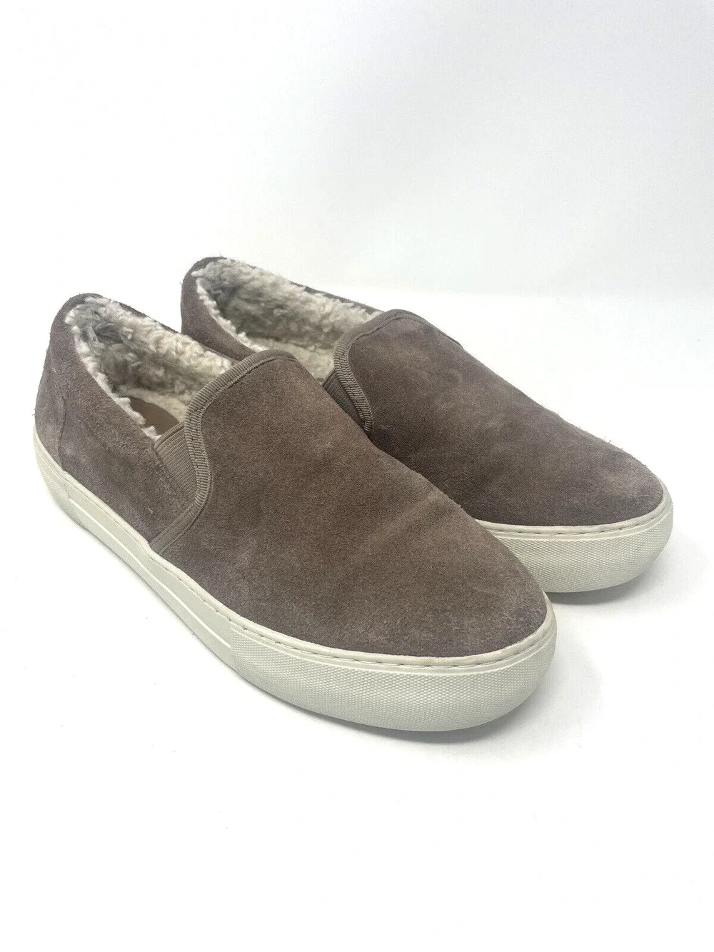 J/Slides Women’s Faux Fur Low Top Platform Sneakers Brown Suede Size 7.5